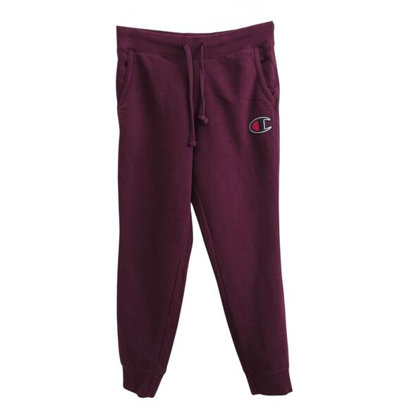 Champion Big C Logo Joggers Mens S Maroon Purple Sweatpants - Picture 1 of 6